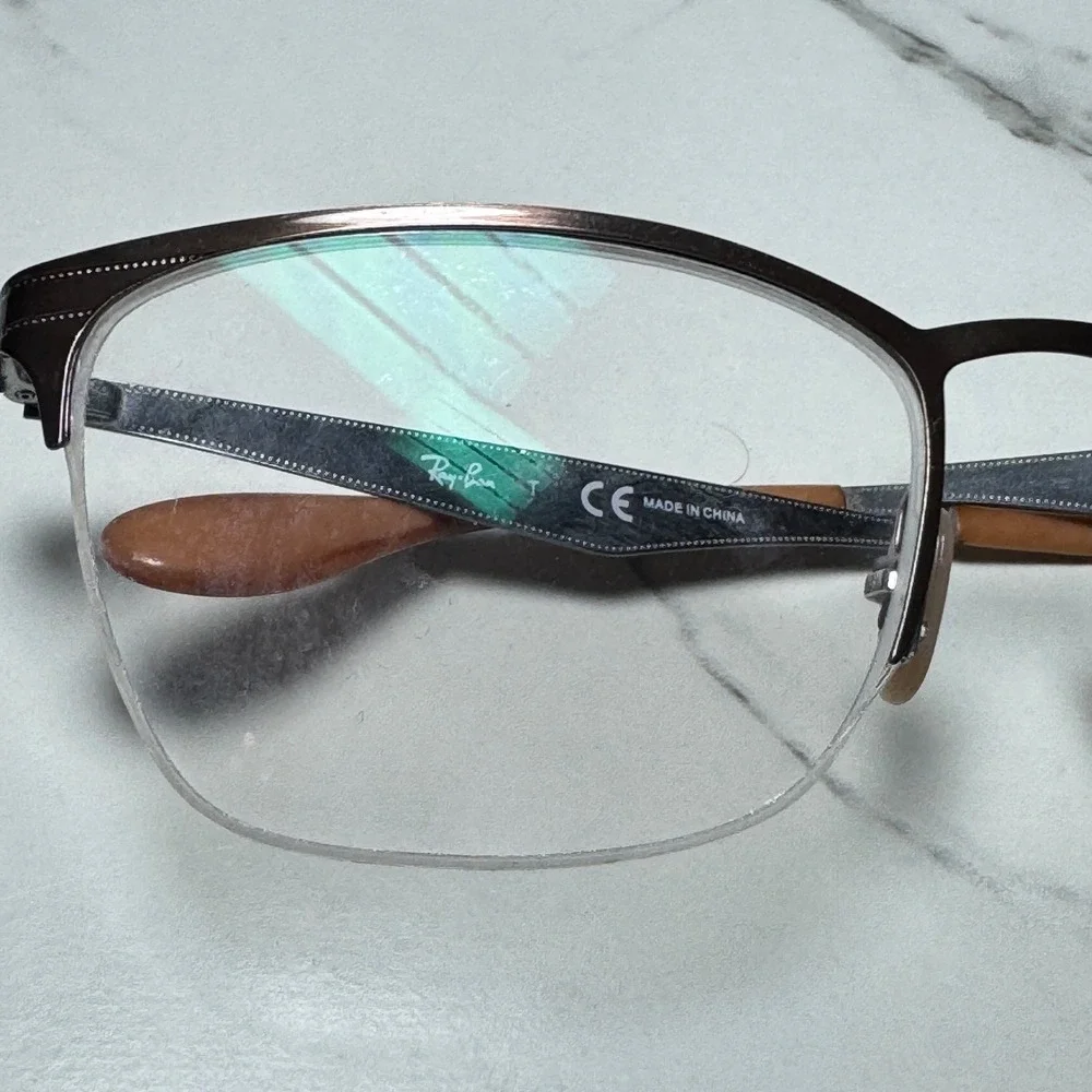 Ray-Ban RB 6345 2732 Brown Silver Semi Rimless Cat Eye Eyeglasses 54-17-135